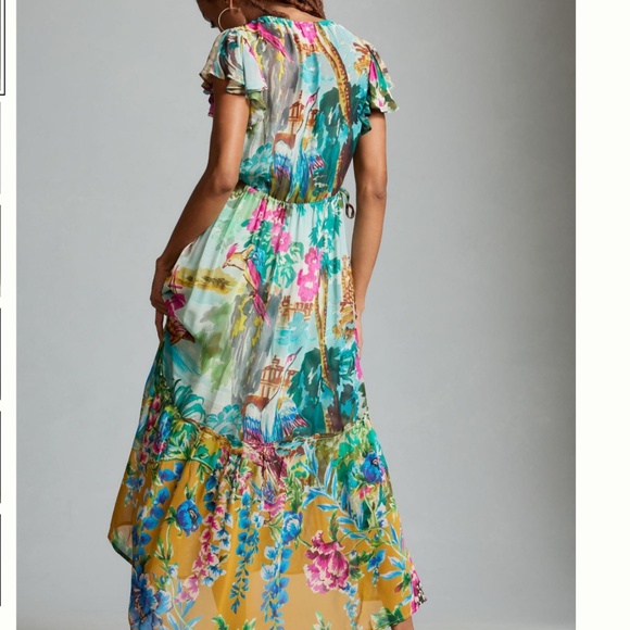 NWOT By Anthropologie V-Neck Flutter-Sleeve Dress SIZE SP - Picture 2 of 7